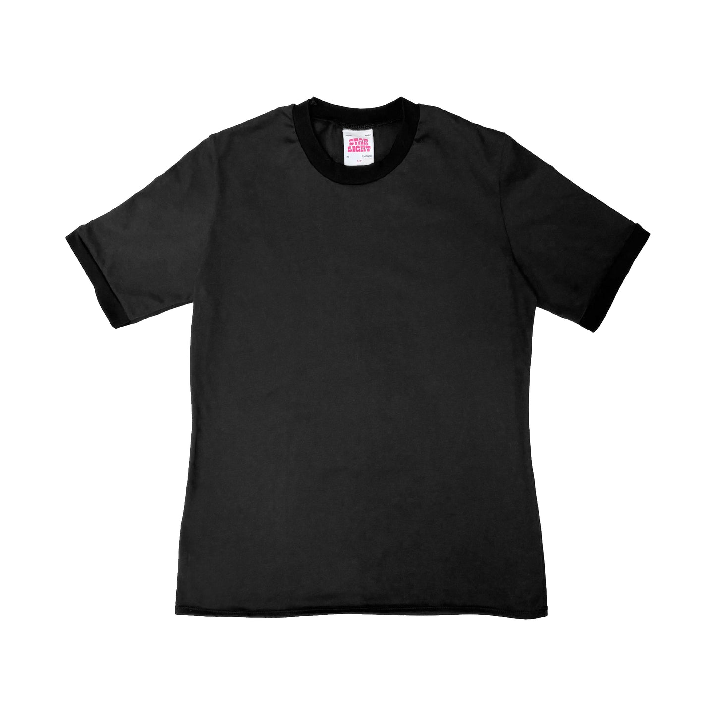 black ringer t shirt on white background