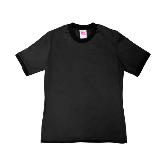 black ringer t shirt on white background